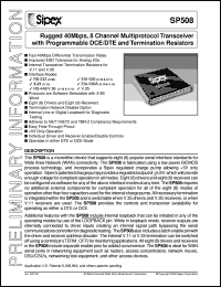 SP508CF datasheet: Rugged 40Mbps,8 channel multiprotocol transceiver with programmable DCE/DTE and termination resistors SP508CF