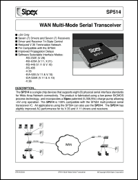 SP514CF datasheet: WAN multi-mode serial tranceivers SP514CF