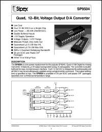 SP9504JP datasheet:  Quad, 12-Bit, voltage output D/A converter SP9504JP