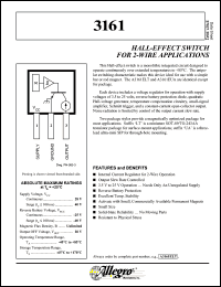 A3161ELT datasheet: Hall-effect switch for 2-wire applications A3161ELT