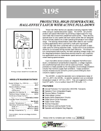 A3195EU datasheet: Protected, high-temperature, hall-effect latch with active pull-down A3195EU