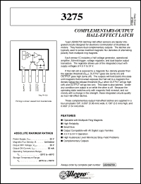 UGN3275K datasheet: Complemenary-output hall-effect latch UGN3275K