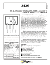 A3425LK datasheet: Dual,chopper-stabilized,ultra-sensitive,bipolar hall-effect switch A3425LK