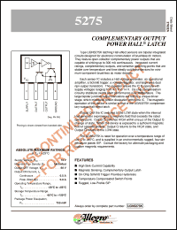 UGN5275K datasheet: Complementary output power hall latch UGN5275K