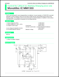 MM1333 datasheet: Control of lithium ion battery chargihg (one cell) MM1333