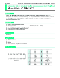 MM1475 datasheet: Lithium ion battery chargihg control (microcomputer-controlled type) MM1475