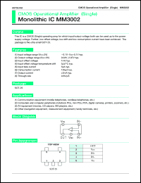 MM3002 datasheet: CMOS operational amplifier (single) MM3002