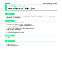 MM1394 datasheet: NTSC/PAL encoder MM1394