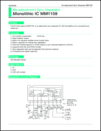 MM1109XS datasheet:  No-adjustment sync separator MM1109XS