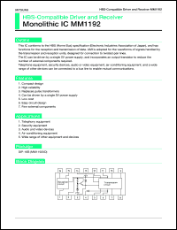 MM1192XD datasheet: HBS-compaqtible driver and receiver MM1192XD