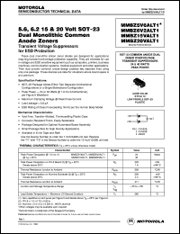 MMBZ15VALT1 datasheet: SOT-23 dual monolithic common anode zener MMBZ15VALT1