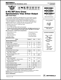 MOC3061 datasheet: 6-pin DIP zero-cross optoisolators triac driver output MOC3061