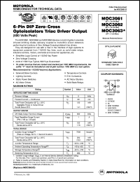 MOC3063 datasheet: 6-pin DIP zero-cross optoisolators triac driver output MOC3063