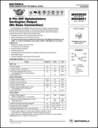 MOC8020 datasheet: 6-pin DIP optoisolators darlington output MOC8020
