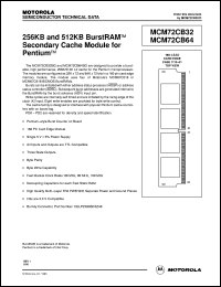 MCM72CB32SG100 datasheet: 256KB and 512KB burstRAM secondary cache module for pentium MCM72CB32SG100