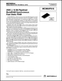 MCM69P818ZP3.5R datasheet: 256K x 18 bit pipelined burstRAM synchronous fast static RAM MCM69P818ZP3.5R