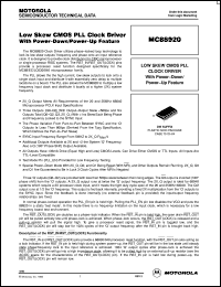 MC88920DW datasheet: Low skew CMOS PLL clock driver MC88920DW