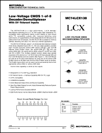 MC74LCX138M datasheet: Low-voltage CMOS 1-of-8 decoder/demultiplexer MC74LCX138M