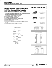 MC54HCT08AJ datasheet: Quad 2-input and gate MC54HCT08AJ