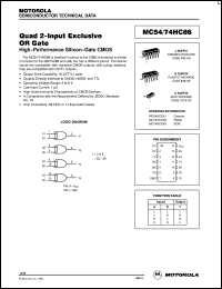 MC74HC86D datasheet: Quad 2-input exclusive or gate MC74HC86D
