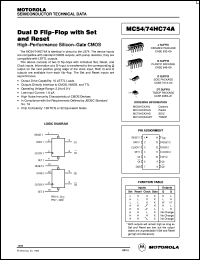 MC74HC74AN datasheet: Dual D flip-flop with set and reset MC74HC74AN