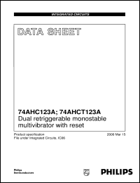 74AHC123A datasheet: Dual retriggerable monostable multivibrator with reset 74AHC123A