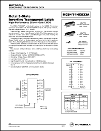 MC74HC533ADW datasheet: Octal 3-stage inverting transparent latch MC74HC533ADW