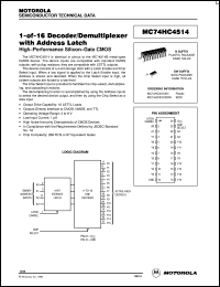 MC74HC4514DW datasheet: 1-of-16 decoder/demultiplexer MC74HC4514DW