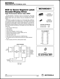 MC74HC4511N datasheet: BCD-to-seven-segment latch/decoder/display driver MC74HC4511N