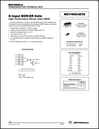 MC74HC4078N datasheet: 8-input NOR/OR gate MC74HC4078N