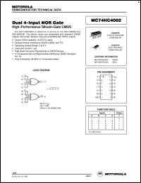 MC74HC4002D datasheet: Dual 4-input NOR gate MC74HC4002D