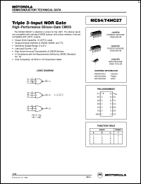 MC54HC27J datasheet: Triple 3-input NOR gate MC54HC27J