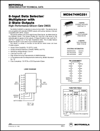 MC54HC251J datasheet: 8-input data selector/multiplexer wirh 3-state outputs MC54HC251J