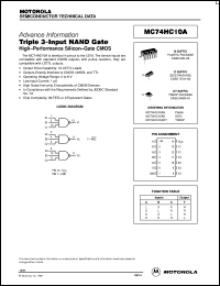 MC74HC10AN datasheet: Triple 3-input NAND gate MC74HC10AN