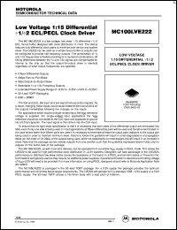 MC100LVE222 datasheet: Low-voltage 1:15 differential ECL/PECL clock driver MC100LVE222