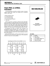 MC100LVEL92 datasheet: Triple PECL to LVPECL translator MC100LVEL92