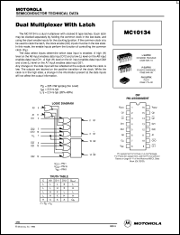 MC10134P datasheet: Quad multiplexer with latch MC10134P