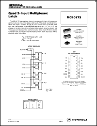 MC10173P datasheet: Quad 2-input multiplexer/latch MC10173P
