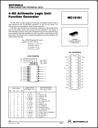 MC10181L datasheet: 4-bit arithmetic logic unit/function generator MC10181L