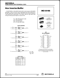 MC10195P datasheet: Hex inverter/buffer MC10195P