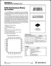 MC10E016FN datasheet: 8-bit synchronous binary up counter MC10E016FN