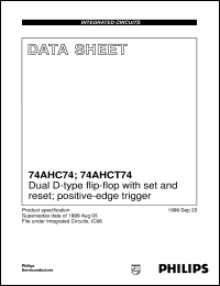 74AHC74 datasheet: Dual D-type flip-flop with set and reset; positive-edge trigger 74AHC74
