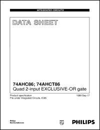 74AHC86 datasheet: Quad 2-input EXCLUSIVE-OR gate 74AHC86