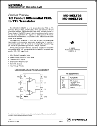 MC100ELT26D datasheet: 1:2 fanout differential PECL to TTL translator MC100ELT26D