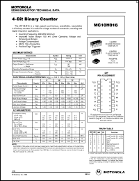 MC10H016P datasheet: 4-bit binary counter MC10H016P