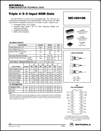 MC10H106P datasheet: Triple 4-3-3-input NOR gate MC10H106P