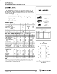 MC10H175FN datasheet: Quint latch MC10H175FN