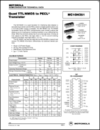 MC10H351P datasheet: Quad TTL/NMOS to PECL translator MC10H351P