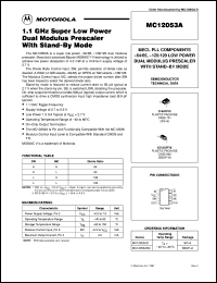 MC12053ASD datasheet: 1.1 GHz super low power dual modulus prescaler with stand-by mode MC12053ASD