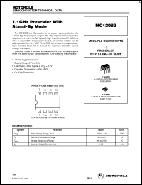 MC12083P datasheet: 1.1 GHz prescaler with stand-by mode MC12083P